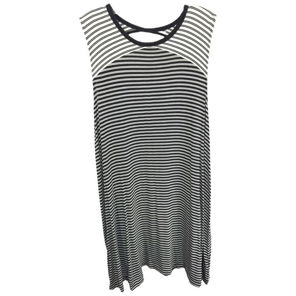 Gap XL Dress Striped Shift Keyhole Sleeveless Black White Knit Knee Length‎ 512 - Picture 1 of 7